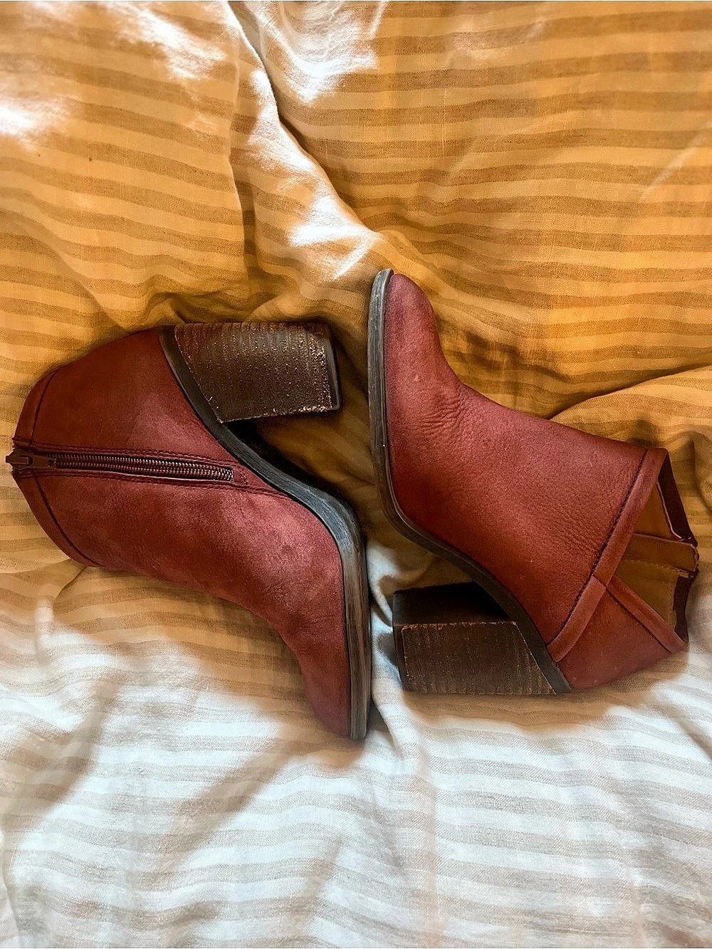 Lucky Brand Brick Red Ankle Boots with Block Heels
